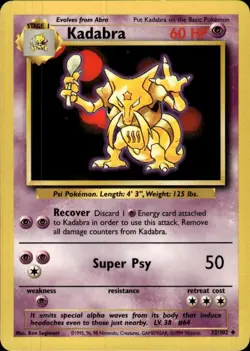 Pokemon Base Set #032/102 Kadabra Uncommon Lightly played - Image 1