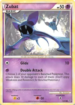Pokemon TCG HGSS Unleashed Zubat 70/95 Common LP - Image 1