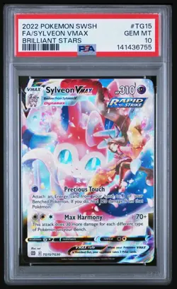 2022 POKEMON SWORD & SHIELD BRILLIANT STARS #TG15 FULL ART/SYLVEON VMAX PSA 10 - Image 1