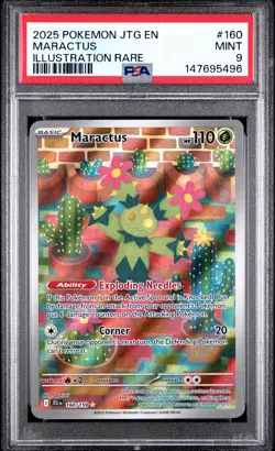 2025 POKEMON JTG EN-JOURNEY TOGETHER ILLUSTRATION RARE #160 MARACTUS PSA 9 - Image 1