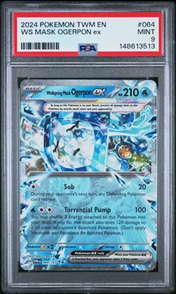 2024 POKEMON TWM EN-TWILIGHT MASQUERADE #064 WELLSPRING MASK OGERPON EX PSA 9 - Image 1