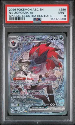 2026 POKEMON ASC EN-ASPECIAL ILLUSTRATION RARE #286 N'S ZOROARK EX PSA 9 - Image 1
