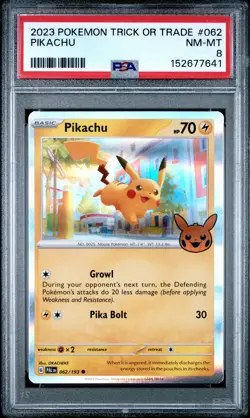 2023 POKEMON TRICK OR TRADE #062 PIKACHU PSA 8 - Image 1