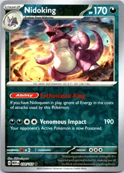 Nidoking 034/165 Rare 151 Pokemon Reverse Holo NM - Image 1
