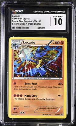 CGC 10 LUCARIO XY140 STEAM SIEGE 1-PACK BLISTER POKEMON GEM MINT - Image 1