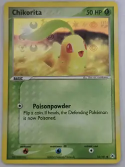 Pokemon Chikorita 50 HP Reverse Holo Hidden Legends 55/101 English Common - Image 1