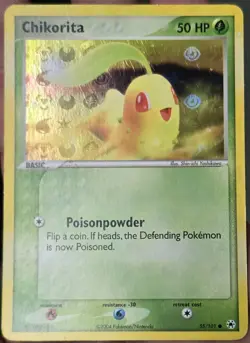 Pokemon Chikorita 50 HP Reverse Holo Hidden Legends 55/101 English Common - Image 2