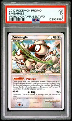 2012 POKEMON WORLD CHAMPIONSHIPS PROMO EELTWO #21 SMEARGLE PSA 5 - Image 1