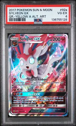 2017 POKEMON SUN & MOON GUARDIANS RISING YELLOW A ALTERNATE ART SYLVEON GX PSA 4 - Image 1