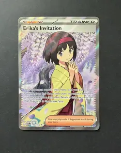 Pokemon Erika's Invitation 196/165 Scarlet & Violet 151 Full Art Trainer. NM. - Image 1