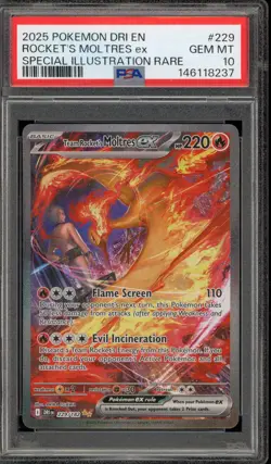 Pokemon Team Rocket's Moltres Destined Rivals SIR #229 PSA 10 Gem Mint - Image 1