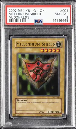 2002 YU-GI-OH! MCDONALD'S MCDONALD'S #001 MILLENNIUM SHIELD PSA 8 - Image 1