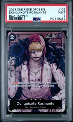 2023 ONE PIECE OP02-PARAMOUNT WAR BOX TOPPER #108 DONQUIXOTE ROSINANTE PSA 9 - Image 1