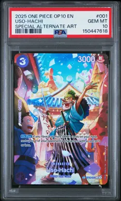 2025 ONE PIECE OP10-ROYAL BLOOD SPECIAL ALTERNATE ART #001 USO-HACHI PSA 10 - Image 1