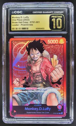 2022 ONE PIECE MONKEY D. LUFFY LEADER POST-ERRATA ST01-001 CGC 10 PRISTINE A PT - Image 1