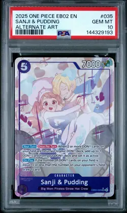 2025 ONE PIECE EB02-EXTRA BOOSTER -ANIME 25TH COLLECTION- SANJI & PUDDING PSA 10 - Image 1
