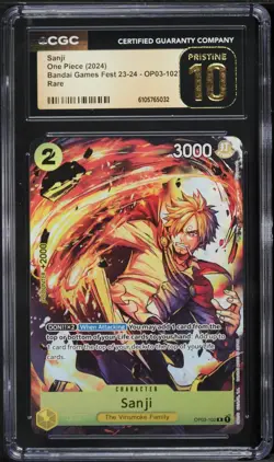 2024 One Piece Bandai Games Fest '23 Alt Art Sanji #OP03-102 CGC 10 PRISTINE - Image 1