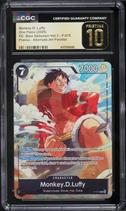 2025 One Piece PC Best Selection Volume 3 Alt Art Monkey D. Luffy #P-075 CGC 10 - Image 1