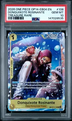 2026 ONE PIECE OP14-EB04-THE AZURE SEA'S SEVEN #108 DONQUIXOTE ROSINANTE PSA 10 - Image 1