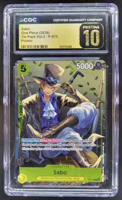 2026 ONE PIECE SABO TIN PACK PROMO P-073 CGC 10 PRISTINE A PT - Image 1
