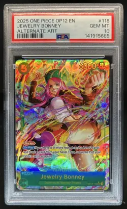 2025 One Piece OP12 EN Jewelry Bonney Alternate Art #118 PSA 10 Gem Mint - Image 1