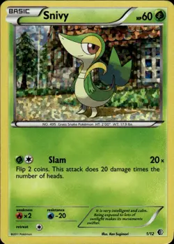 Snivy 1/12 Promo McDonald's Promos 2011 001/012 Grass Holo Pokemon Card - Image 1