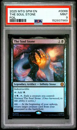 2025 MTG MARVEL'S SPIDER-MAN FOIL #0066 THE SOUL STONE PSA 9 - Image 1