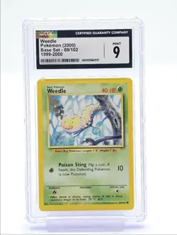 WEEDLE 2000 POKEMON BASE SET COMMON 69/102 CGC 9 Q6438 - Image 1