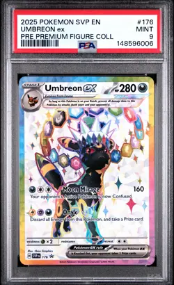 2025 POKEMON PRISMATIC EVOLUTIONS PREMIUM FIGURE COLLECTION UMBREON EX PSA 9 - Image 1