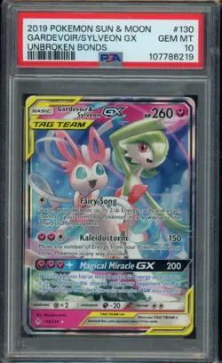 2019 POKEMON SUN & MOON UNBROKEN BONDS #130 GARDEVOIR & SYLVEON GX PSA 10 - Image 1