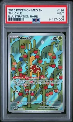 2025 POKEMON MEG EN-MEGA EVOLUTION ILLUSTRATION RARE #136 SHUCKLE PSA 9 Mint - Image 1