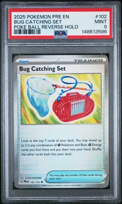 2025 POKEMON PRISMATIC EVOLUTIONS POKE BALL REVERSE HOLO BUG CATCHING SET PSA 9 - Image 1