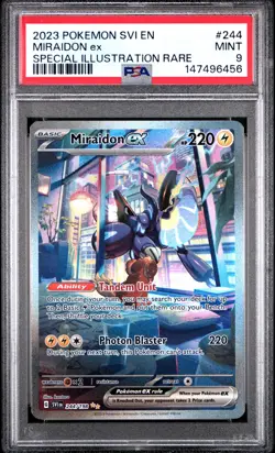 2023 POKEMON SVI EN-SCARLET & VIOLET SPECIAL ILLUSTRATION RARE MIRAIDON EX PSA 9 - Image 1