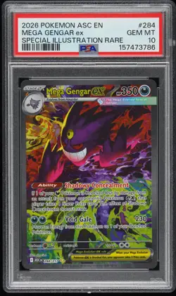 2026 POKEMON ASC EN-SPECIAL ILLUSTRATION RARE #284 MEGA GENGAR EX PSA 10 - Image 1