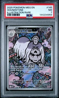 2025 POKEMON MEG EN-MEGA EVOLUTION ILLUSTRATION RARE #145 HOUNDSTONE PSA 7 - Image 1