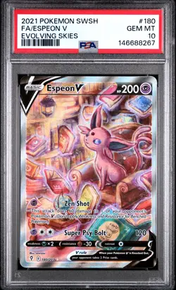 2021 POKEMON SWORD & SHIELD EVOLVING SKIES #180 FULL ART/ESPEON V PSA 10 - Image 1