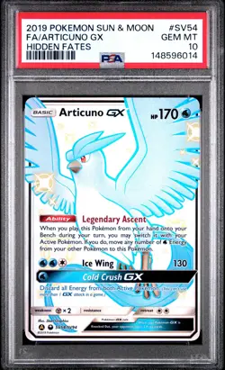 2019 POKEMON SUN & MOON HIDDEN FATES #SV54 FULL ART/ARTICUNO GX PSA 10 - Image 1