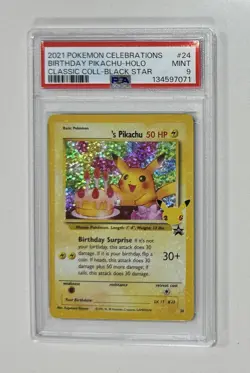 2021 Pokemon Celebrations Birthday Pikachu Holo Classic Black Star PSA 9 #24 - Image 1