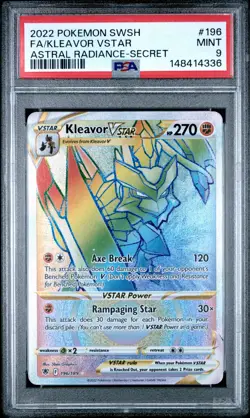 2022 POKEMON SWORD & SHIELD ASTRAL RADIANCE SECRET FULL ART/KLEAVOR VSTAR PSA 9 - Image 1
