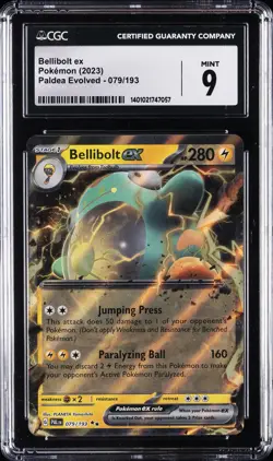2023 POKEMON PALDEA EVOLVED #079 BELLIBOLT EX CGC 9 - Image 1