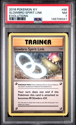2016 POKEMON XY EVOLUTIONS #86 SLOWBRO SPIRIT LINK PSA 7 - Image 1