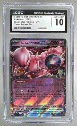 1289 Team Rocket's Mewtwo ex 2025 Pokemon SV Black Star Promo #216 CGC 10 - Image 1