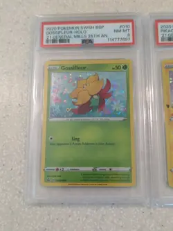 3x POKEMON PROMO PIKACHU 039 Gossifleur 010 Ponyta 013 GENERAL MILLS PSA 9 9 8 - Image 2