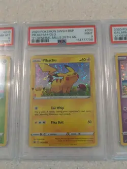 3x POKEMON PROMO PIKACHU 039 Gossifleur 010 Ponyta 013 GENERAL MILLS PSA 9 9 8 - Image 3