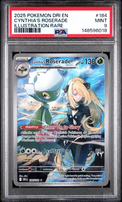 2025 POKEMON DRI EN-DESTINED RIVALS ILLUSTRATION RARE CYNTHIA'S ROSERADE PSA 9 - Image 1