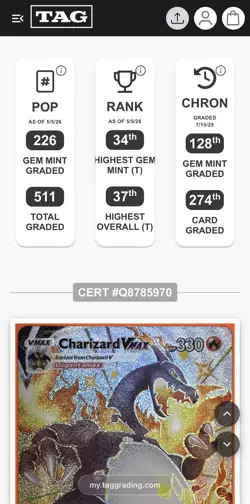 2021 Pokemon Sword & Shield Shining Fates Charizard VMAX #SV107 FA Shiny Tag 10 - Image 3