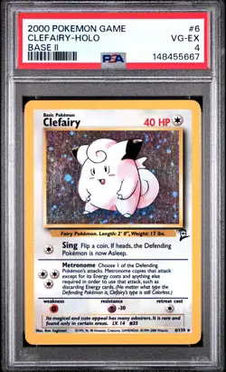 2000 POKEMON BASE SET 2 #6 CLEFAIRY-HOLO PSA 4 - Image 1