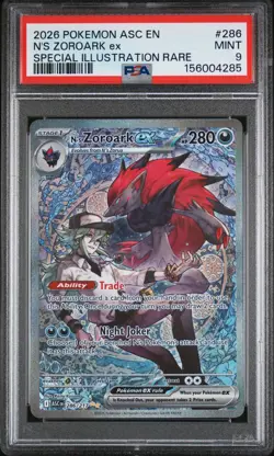 2026 POKEMON ASCENDED HEROES SPECIAL ILLUSTRATION RARE N'S ZOROARK EX PSA 9 - Image 1