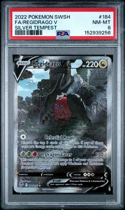 2022 POKEMON SWORD & SHIELD SILVER TEMPEST #184 FULL ART/REGIDRAGO V PSA 8 - Image 1