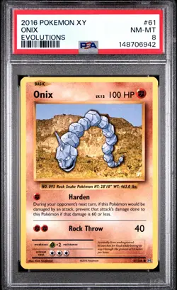 2016 POKEMON XY EVOLUTIONS #61 ONIX PSA 8 - Image 1
